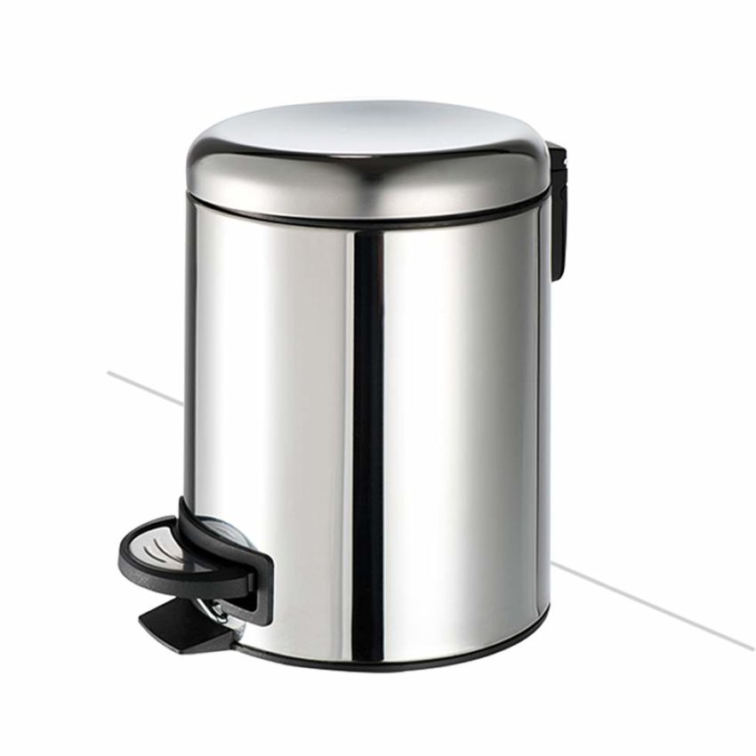 300-645-100-1 Χαρτοδοχείο Επιδαπέδια 5L Soft-Close GEESA Inox Χρωμέ - Image 1