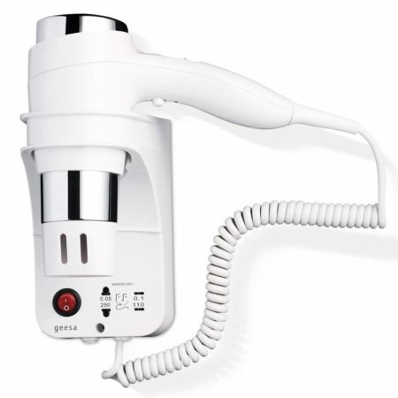 Σεσουάρ 3 Ταχυτήτων 1600W με Πρίζα για Ξυριστική Μηχανή GEESA Χρωμέ/Λευκό