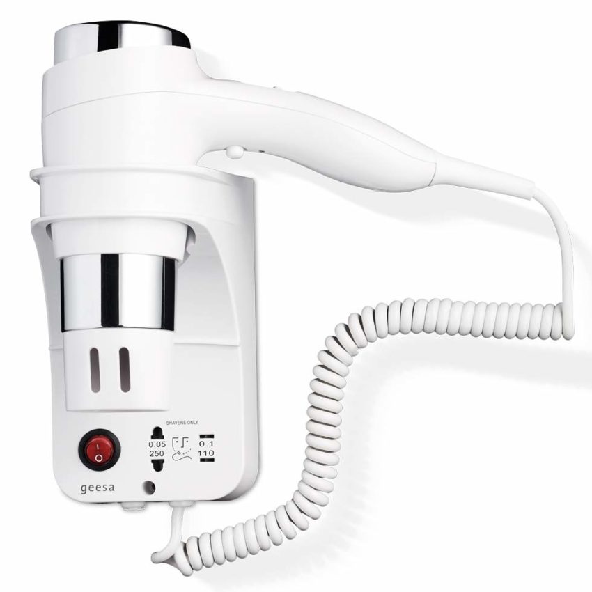 Σεσουάρ 3 Ταχυτήτων 1600W με Πρίζα για Ξυριστική Μηχανή GEESA Χρωμέ/Λευκό - Image 1