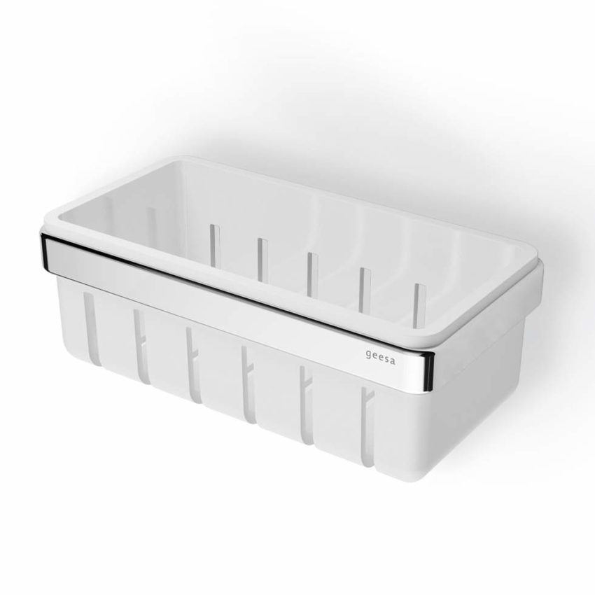 300-8801-300-1 Σπογγοθήκη - Μπουκαλοθήκη FRAME GEESA Χρωμέ/Λευκό Ματ - Image 1