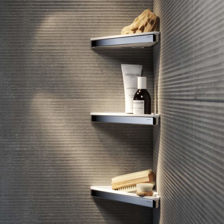 Εταζέρα Γωνιακή 23x17 εκ. FRAME GEESA Χρωμέ/Λευκό Ματ - Image 2