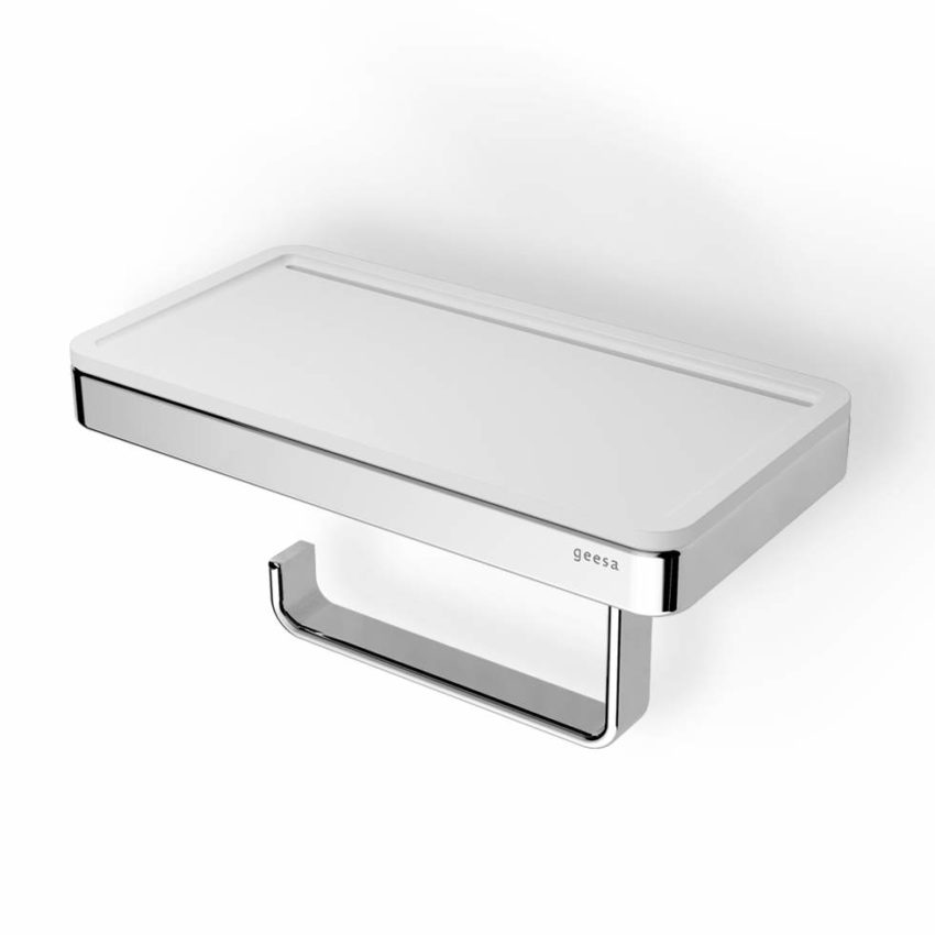 Χαρτοθήκη με Εταζέρα 21x10,8 εκ. FRAME GEESA CHR/Λευκό Ματ - Image 1