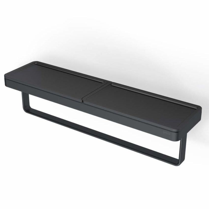 300-8853-400-1 Εταζέρα 42x10,8 εκ. με Πετσετοκρεμάστρα FRAME GEESA Μαύρο Ματ - Image 1