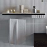 Εταζέρα 63x10,8 εκ. με Μπουκαλοθήκη & Πετσετοκρεμάστρα FRAME GEESA Χρωμέ/Λευκό Ματ - Image 2