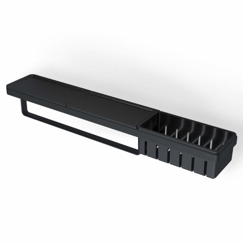 300-8854-400-1 Εταζέρα 63x10,8 εκ. με Μπουκαλοθήκη & Πετσετοκρεμάστρα FRAME GEESA Μαύρο Ματ - Image 1