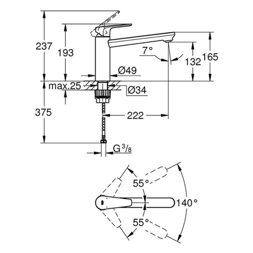 sx-31693000 Grohe Bauedge Μπαταρία κουζίνας 31693000 - Image 3