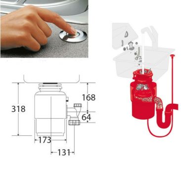Teka TR 750 Inox Σκουπιδοφάγος + Πνευματικός Διακόπτης - Image 4