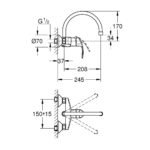 Grohe Eurosmart Μπαταρία Νεροχύτη Τοίχου 32482003 - Image 2