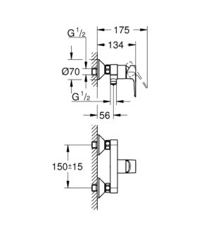 Grohe Bauloop 23633001 Μπαταρία Ντουζιέρας Σώμα - Image 3