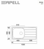 Νεροχύτης AREA 100x50 APELL Inox Λείο - Image 2