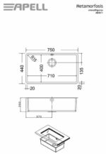 Νεροχύτης Υποκαθήμενος METAMORFOSI 75×44 PVD Μαύρο APELL - Image 3