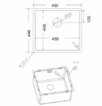 Νεροχύτης Υποένθετος SQUADRO 45x40 Fortinox Inox Λείο - Image 3