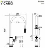 Μπαταρία Νεροχύτη URBAN VICARIO Μαύρο Ματ - Image 2