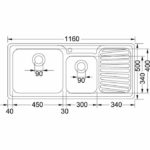 Νεροχύτης INFINITO 621 - Ν 116Χ50 ΙΙ ΡΔ Σετ Inox