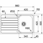 Νεροχύτης SPARK SK X 611 860 X 500 mm Αντιστρεφόμενος Λείος Σετ Inox - Image 2