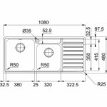 Νεροχύτης BELL BC X (621 ΡΔ) 1080 X 480 mm Inox Σετ - Image 3