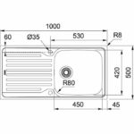Ανοξείδωτος Νεροχύτης ΑΝΤΕΑ AZN 611 - 100 Λείος Σετ Inox - Image 2