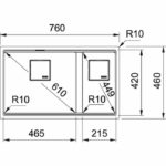 Νεροχύτης FRAG. KUBUS 2 KNG 120 760X460mm Onyx Υποκαθήμενος Σετ - Image 2