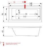 CUBIC Μπανιέρα 1400x700 SIRENE - Image 4