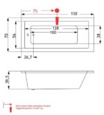 CUBIC Μπανιέρα 1500x700 SIRENE - Image 4