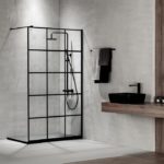 Iwis Panel 110εκ. DEVON Clear-Γυαλί 8mm DECOR Μαύρο Ματ
