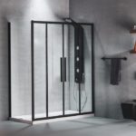 Slider 160 157-161εκ. DEVON Flow Clean-Γυαλί Μαύρο Ματ