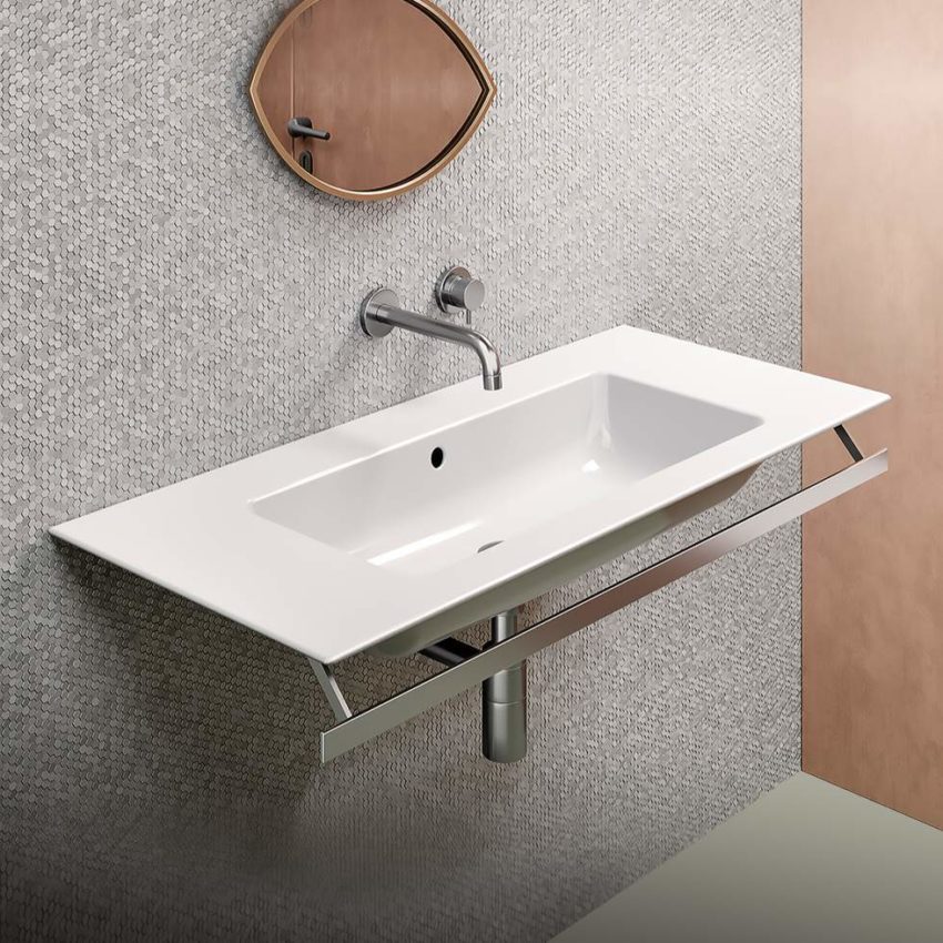 Νιπτήρας PURA 102x46 1 Οπή + 2 Προχαραγμένες GSI Λευκό - Image 1