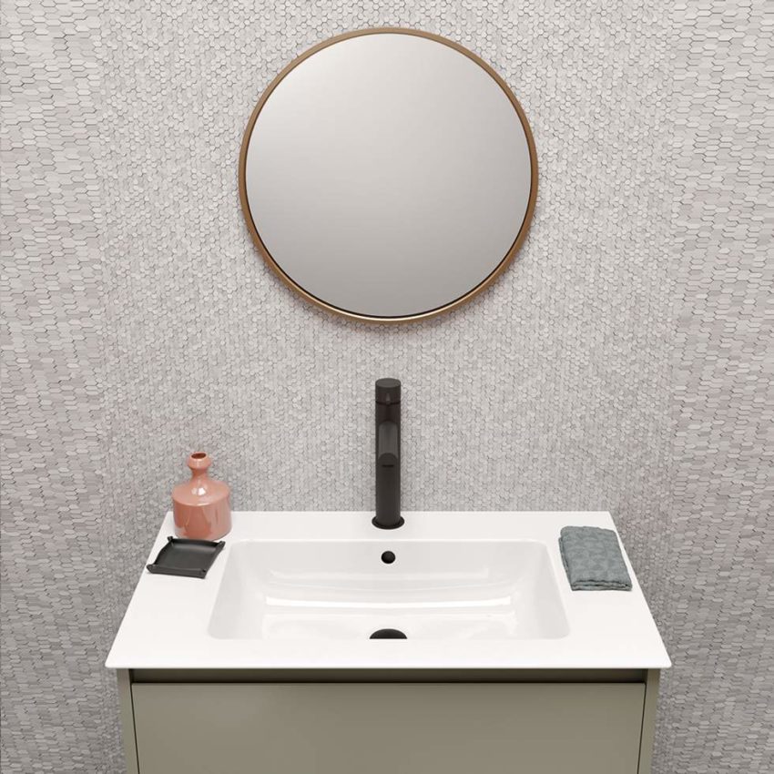 500-8838-300-1 Νιπτήρας PURA 82x46 1 Οπή + 2 Προχαραγμένες GSI Λευκό - Image 1