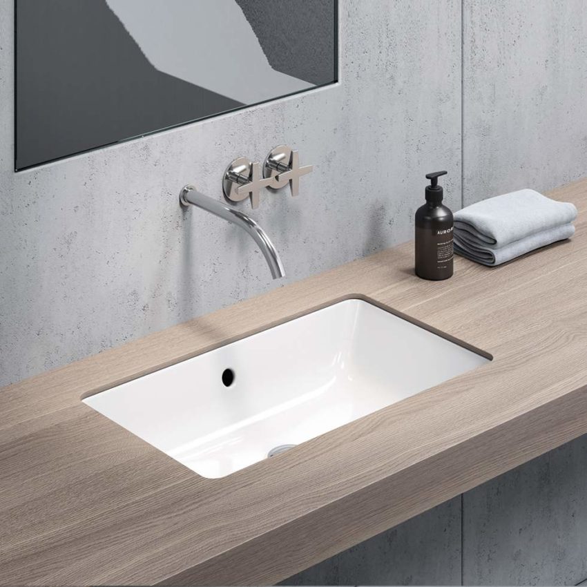 Νιπτήρας KUBE 60x37 Υποένθετος + FISSK GSI Λευκό - Image 2