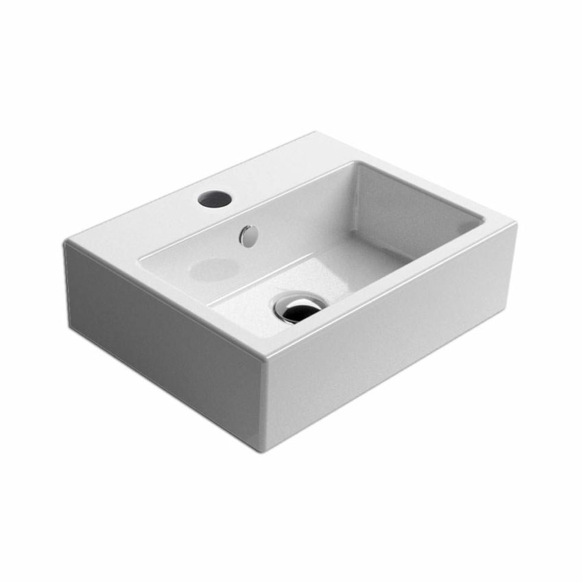 Νιπτήρας KUBE 45x35 1 Οπή + 2 Προχαραγμένες GSI Λευκό - Image 1