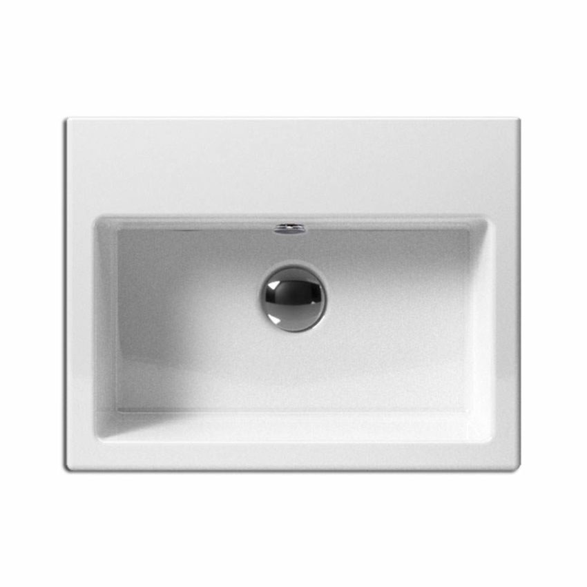 Νιπτήρας KUBE 45x35 1 Οπή + 2 Προχαραγμένες GSI Λευκό - Image 2