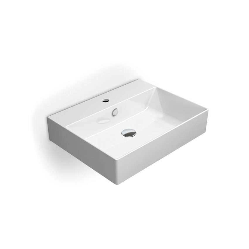 Νιπτήρας KUBE-X 60x47 1 Οπή + 2 Προχαραγμένες GSI Λευκό - Image 1