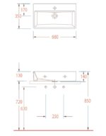 Νιπτήρας TETRA 60x35 1 Οπή SEREL Λευκό - Image 4