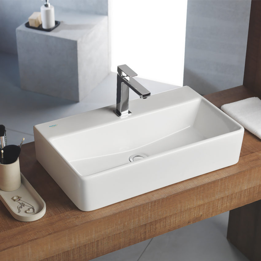 Νιπτήρας TETRA 60x42 1 Οπή SEREL Λευκό - Image 3