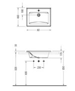Νιπτήρας Slim 60x46 1 Οπή SEREL Λευκό - Image 4