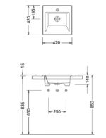 Νιπτήρας 42x42 1 Οπή SEREL Λευκό - Image 3