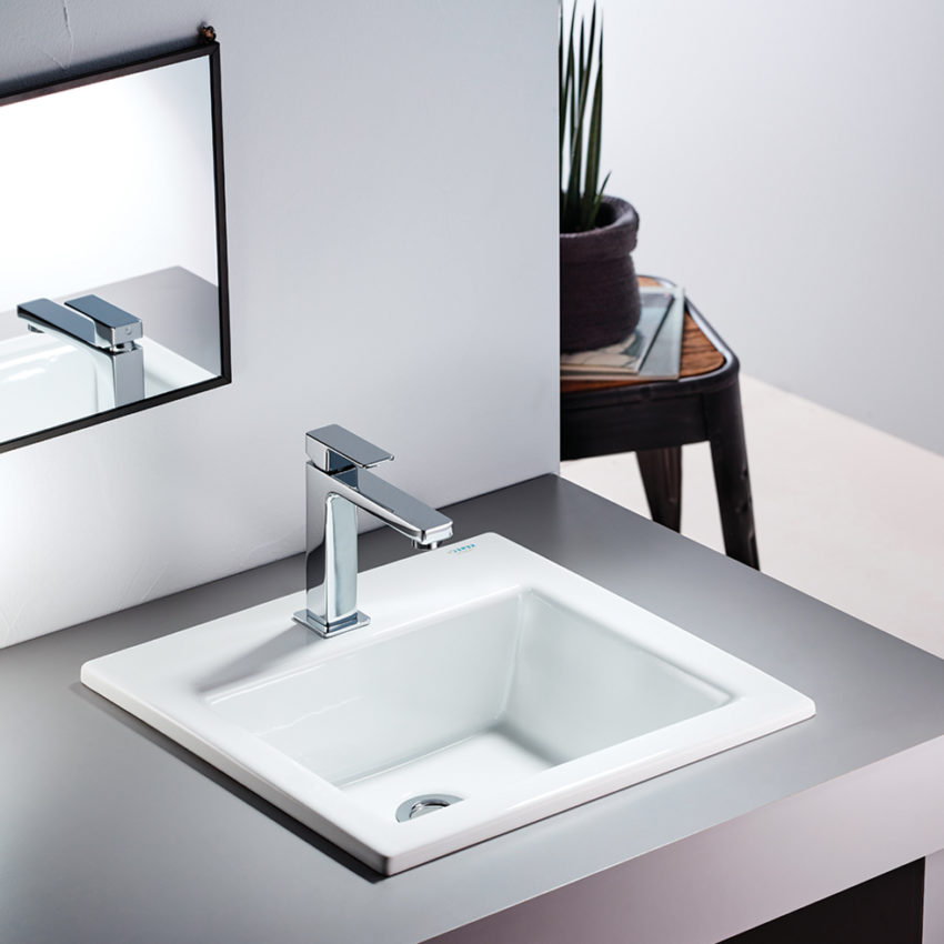 Νιπτήρας 42x42 1 Οπή SEREL Λευκό - Image 1