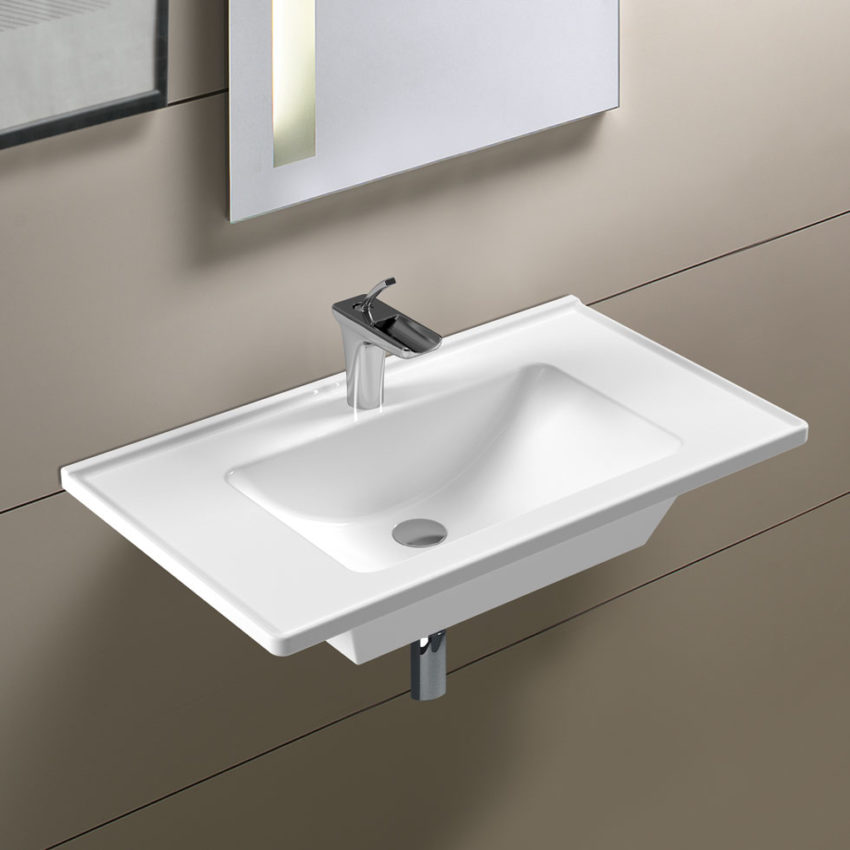 509-3035-300 Νιπτήρας Slim 80x46 1 Οπή SEREL Λευκό - Image 1