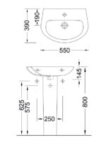 Νιπτήρας FRIENDLY 55x39 1 Οπή SEREL Λευκό - Image 2