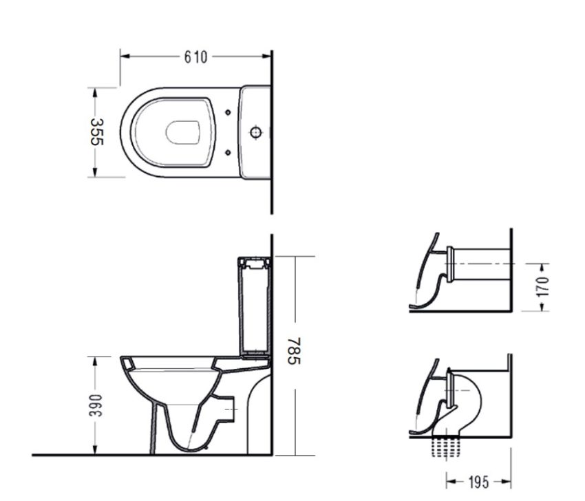 Κομπλέ Λεκάνη VELA ΧΠ Π/Μ + Καζανάκι + Μηχανισμός + Κάλυμμα 6001 Λευκό - Image 3