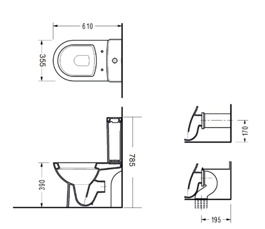 Κομπλέ Λεκάνη-Μπιντέ VELA ΧΠ Π/Μ + Καζανάκι + Μηχανισμός + Κάλυμμα 6001 Λευκό - Image 4