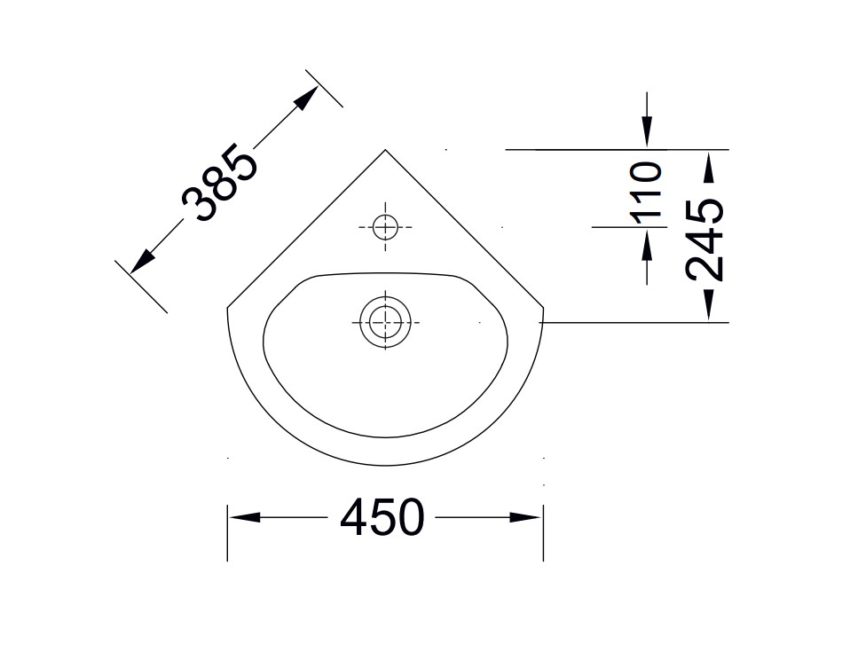 Νιπτήρας Γωνιακός FRIENDLY 38,5x38,5 1 Οπή SEREL Λευκό - Image 3