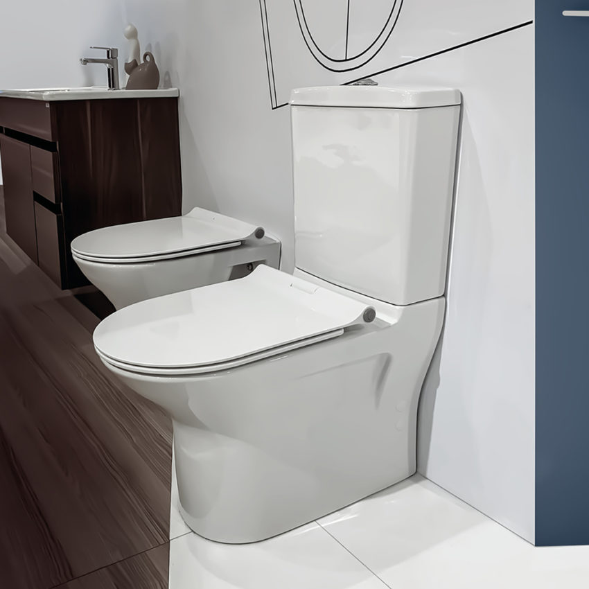 509-NT0200-300 Κομπλέ Λεκάνη NT02 BTW ΧΠ Π/Μ + Καζανάκι + Μηχανισμός + Κάλυμμα 6001 Λευκό - Image 1