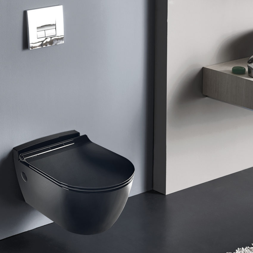 Κομπλέ Κρεμαστή Λεκάνη SP10 + Κάλυμμα 6001 SEREL Μαύρο - Image 2