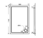 Ντουζιέρα Παραλληλόγραμμη Ακρυλική 110x80 EXTRA-FLAT Φ90 SIRENE Λευκό - Image 2