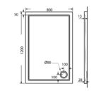 Ντουζιέρα Παραλληλόγραμμη Ακρυλική 120x80 EXTRA-FLAT Φ90 SIRENE Λευκό - Image 2
