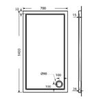 Ντουζιέρα Παραλληλόγραμμη Ακρυλική 140x70 EXTRA-FLAT Φ90 SIRENE Λευκό - Image 3