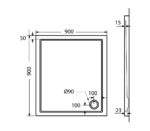 Ντουζιέρα Τετράγωνη Ακρυλική 90x90 EXTRA-FLAT Φ90 SIRENE Λευκό - Image 2