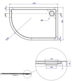 Ντουζιέρα Ημικυκλική Ακρυλική 120x80 Δεξιά EXTRA-FLAT Φ90 SIRENE Λευκό - Image 2