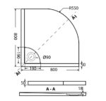 Ντουζιέρα Ημικυκλική Ακρυλική 80x80 FLOW Φ90 SIRENE Λευκό - Image 2